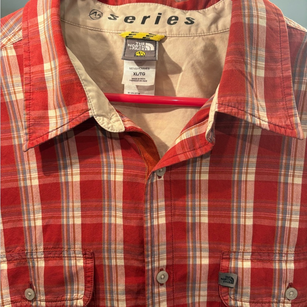 The North Face Red and White Plaid Shirt